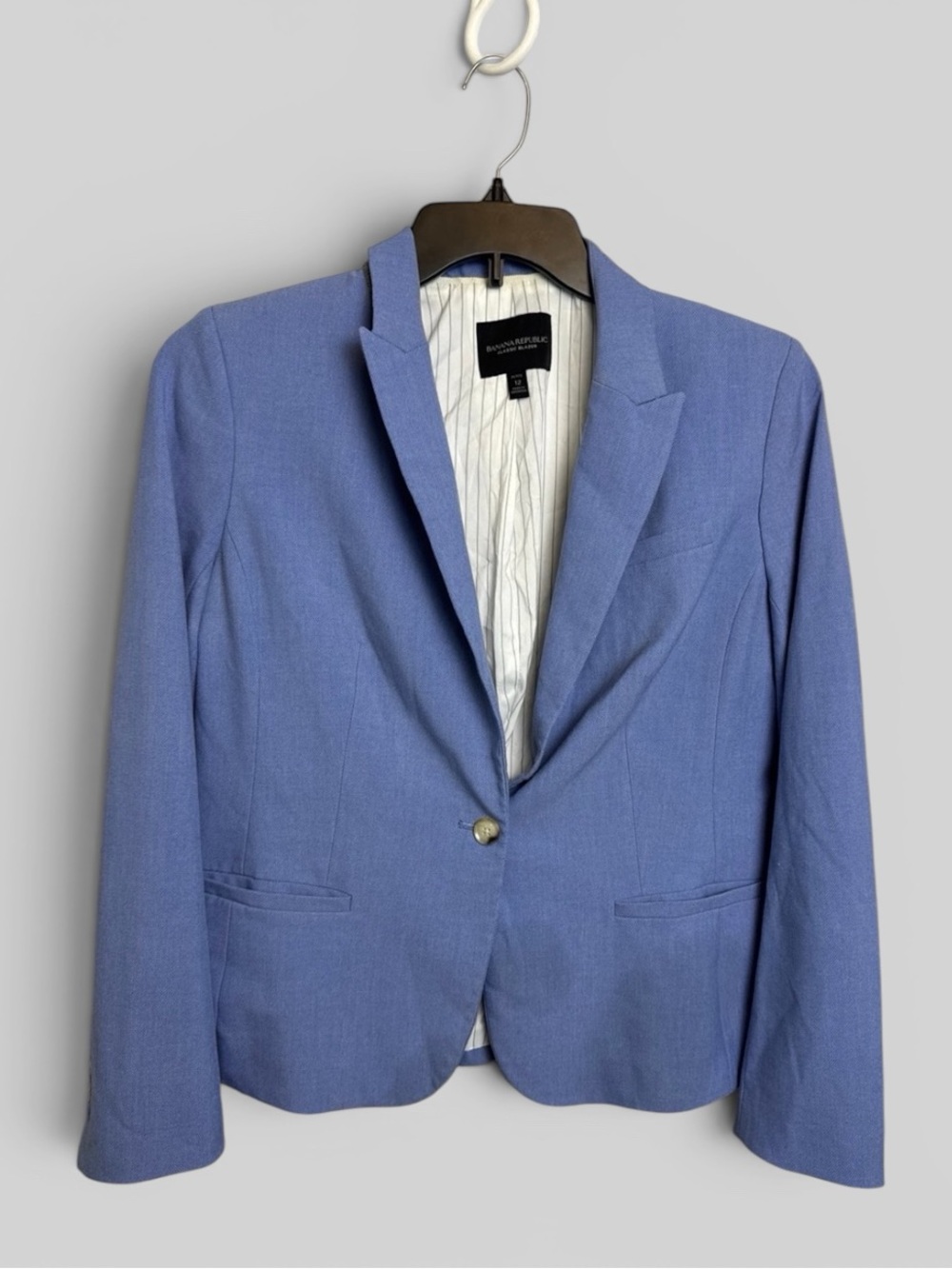 Banana Republic classic blazer Size 12 petite slate blue suit jacket academia